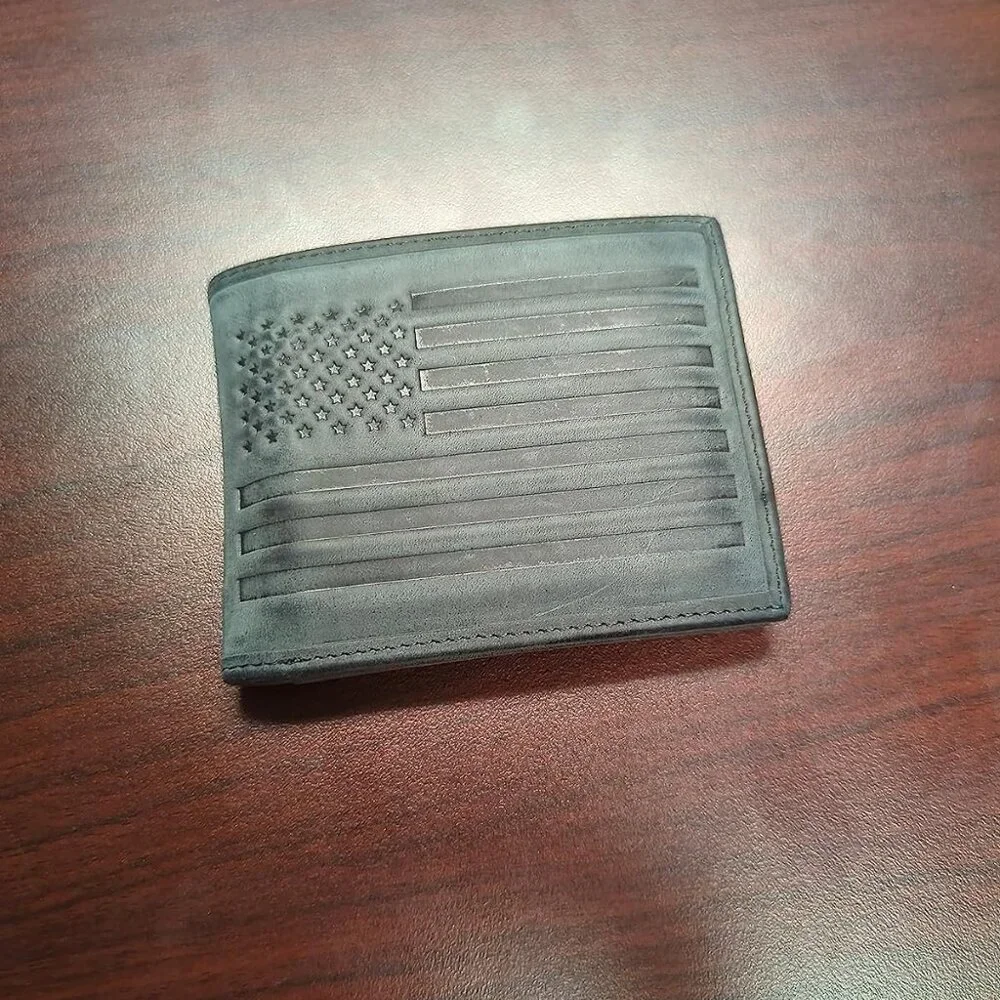 Men's Embossed Bifold Wallet (Available in Cotton Canvas Or Leather)